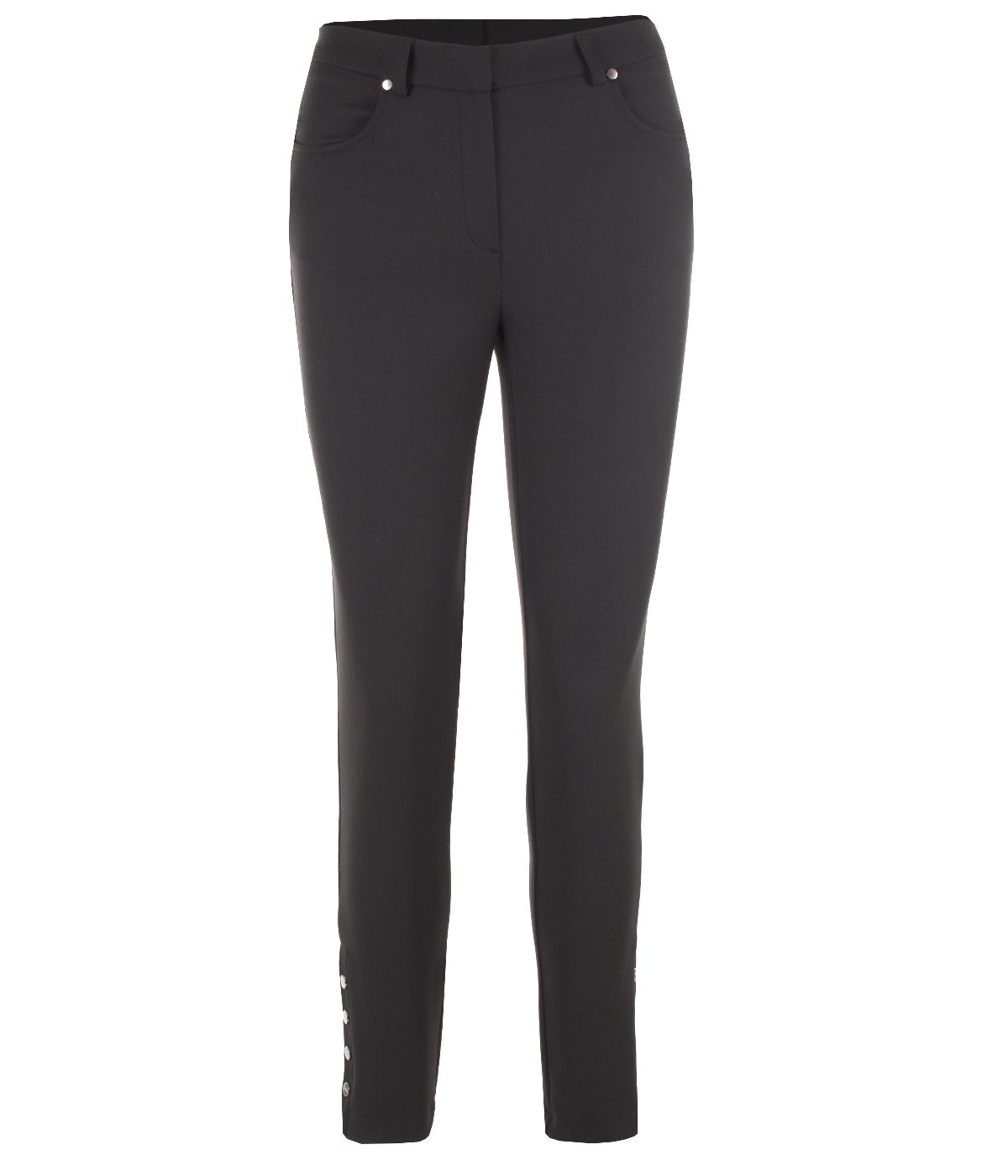 Skinny trousers with decorative metallic buttons in the downside part of the leg 0